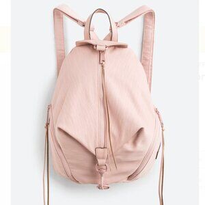 Rebecca Minkoff Julian Nylon Backpack in dusty pink with pink hardware